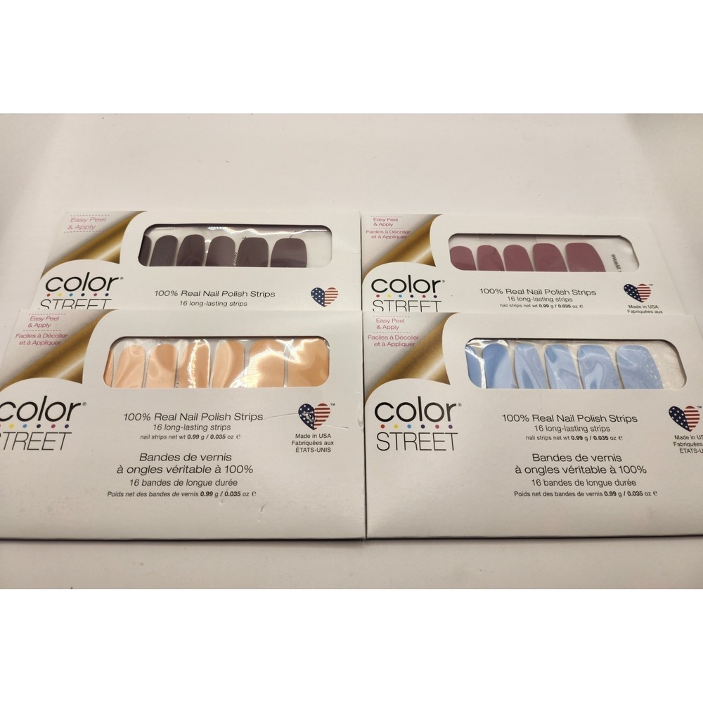 Color Street Real Nail Polish Strips Lot of 4 Matte Colors, Aspen Sky, Mauve